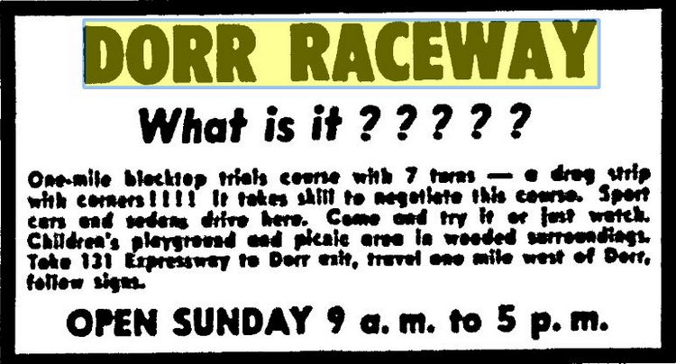 Dorr Raceway - June 11 1965 Ad (newer photo)